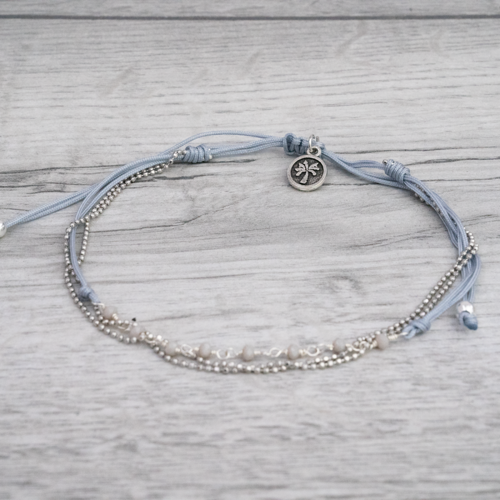 Silver & Grey Beaded Anklet