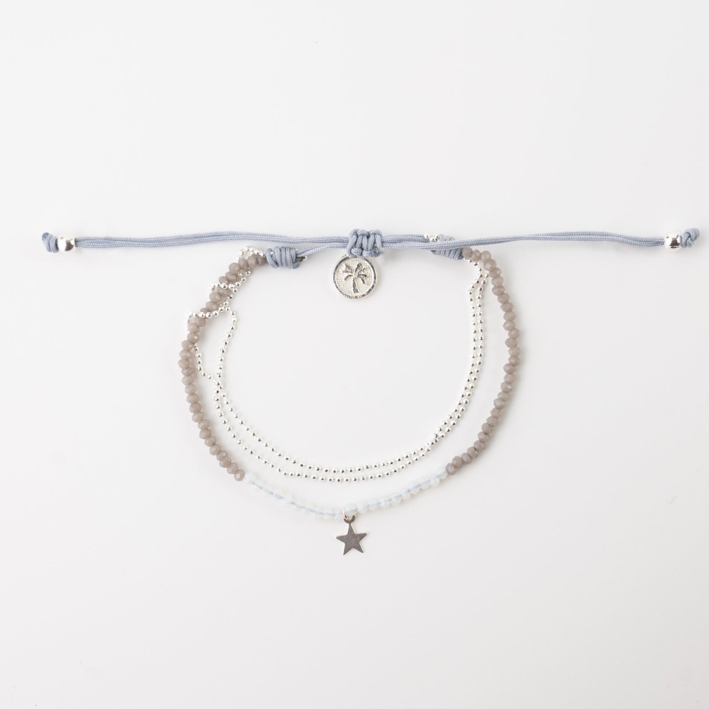Grey & Silver Star Beaded Anklet