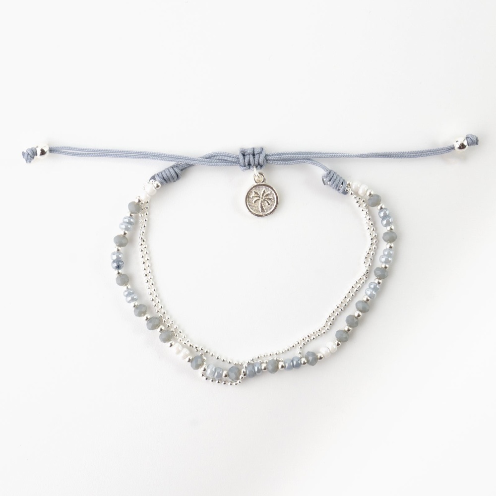 Grey Tone & Silver Beaded Anklet