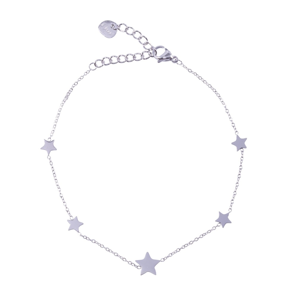 White Gold Plated Star Chain Bracelet | D & X Jewellery