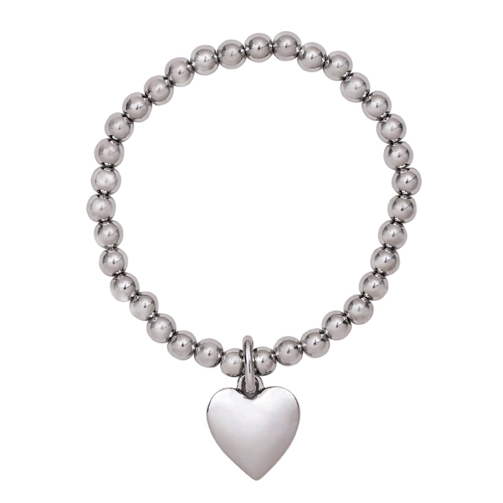 Chunky Silver Heart Stretch Bracelet | D & X Jewellery