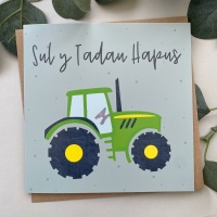 Cerdyn Sul y Tadau Hapus Tractor | Welsh Father's Day Tractor Card