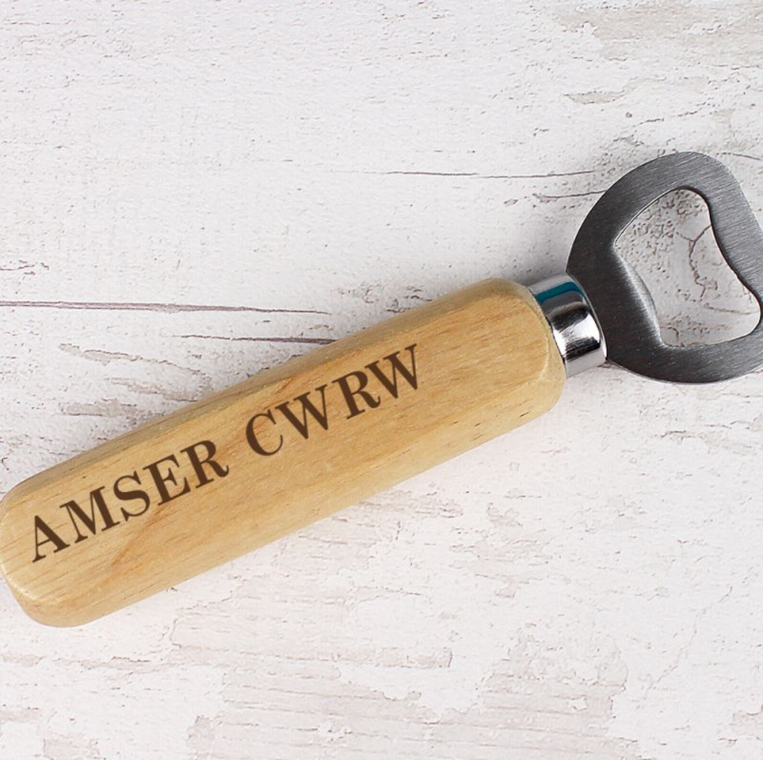 Amser Cwrw Agorwr Botel | Welsh Time For Beer Wooden Bottle Opener
