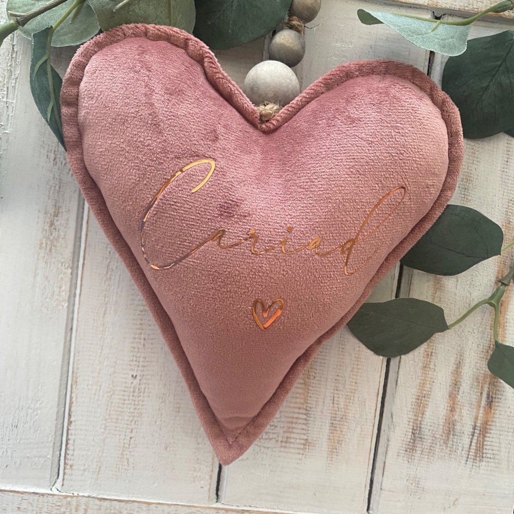 Addurn Cariad Calon Pinc a Rose Gold | Welsh Love Pink & Rose Gold Plush He