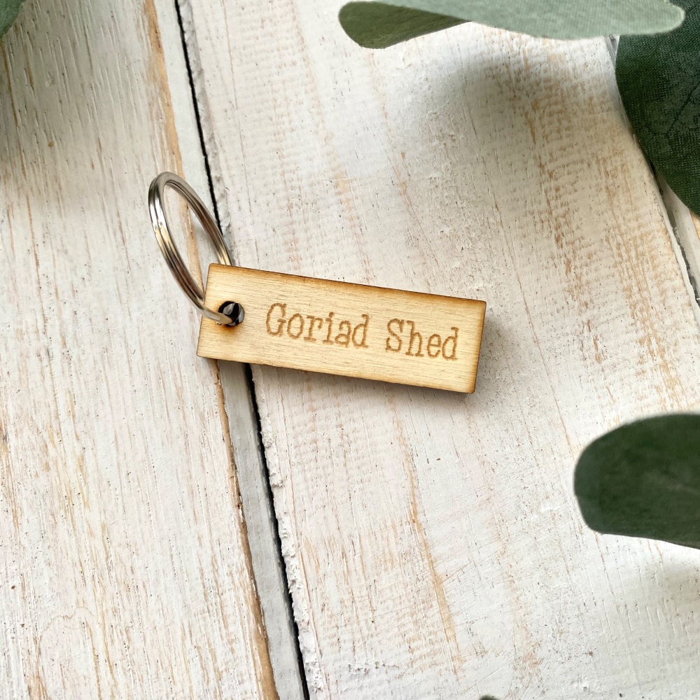 Cylch Goriad Shed Pren | Welsh Shed Keys Wooden Keyring