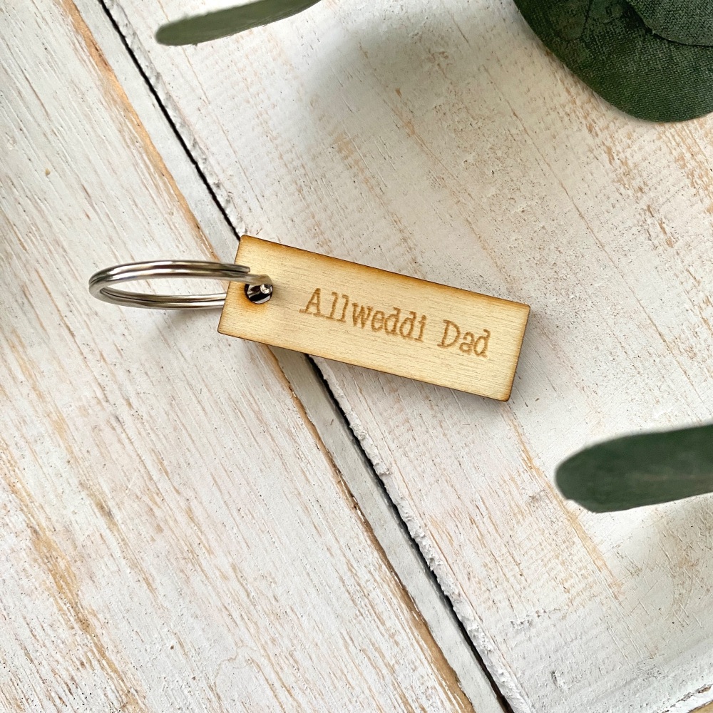 Cylch Allweddi Dad Pren | Welsh Dad's Keys Wooden Keyring