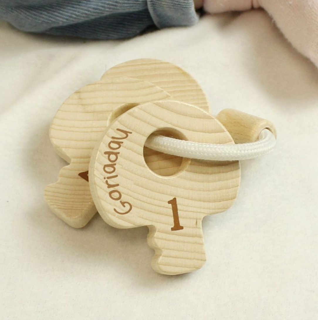 Goriadau Tegan Pren | Welsh Keys Wooden Stacking Toy
