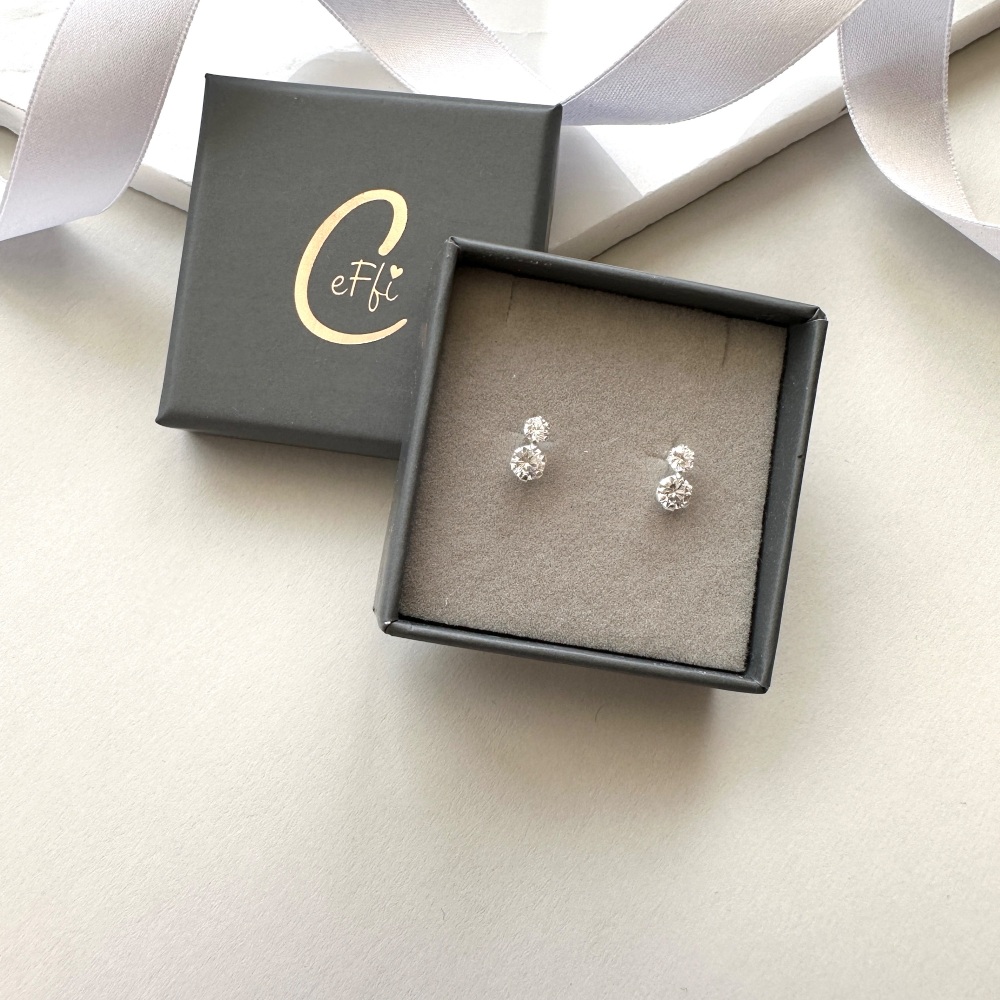Sparkly Cubic Zirconia Earrings - Sterling Silver