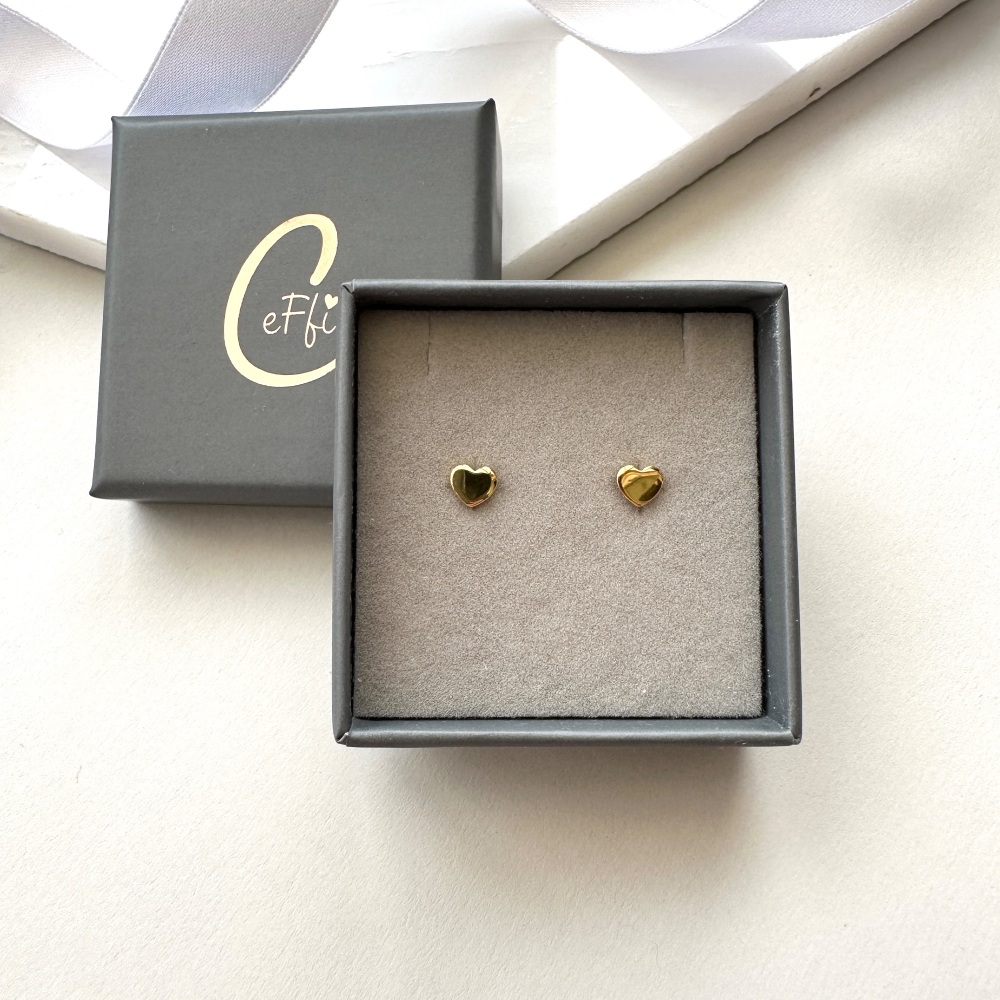 Gold Heart Earrings - Sterling Silver