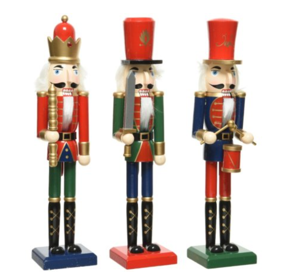 Wooden Nutcracker Decoration in Classic Red & Green