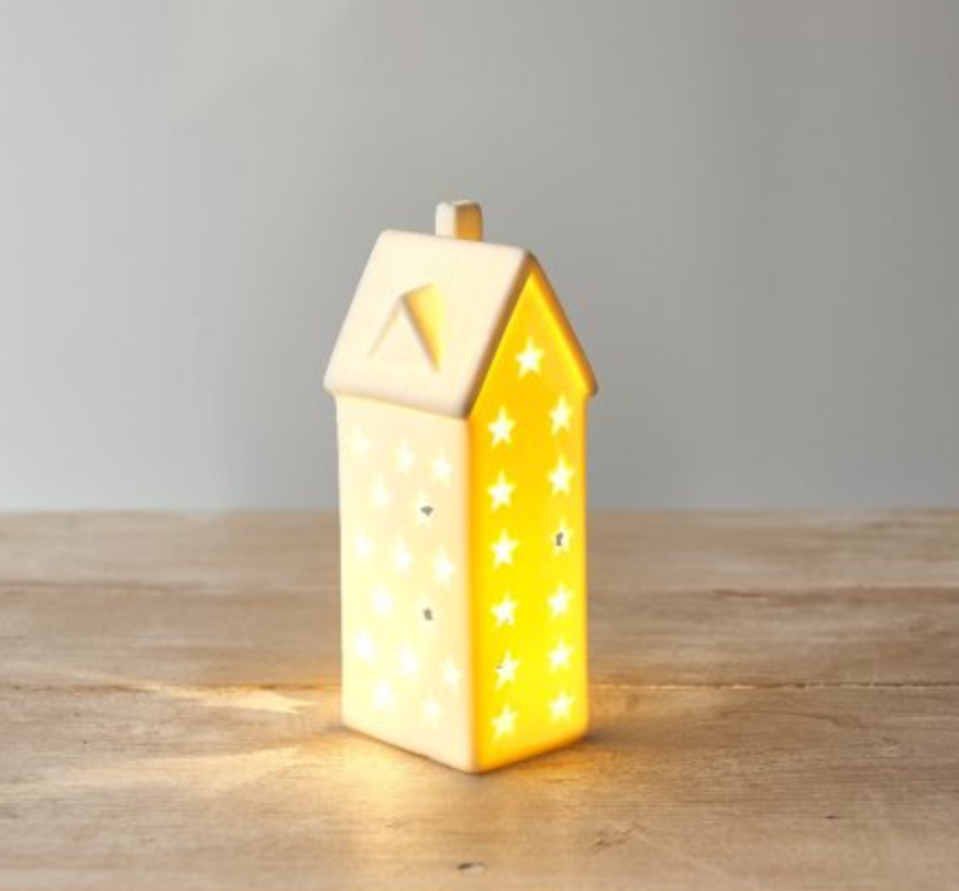 Tall Ceramic Starry House Decoration with LED Light