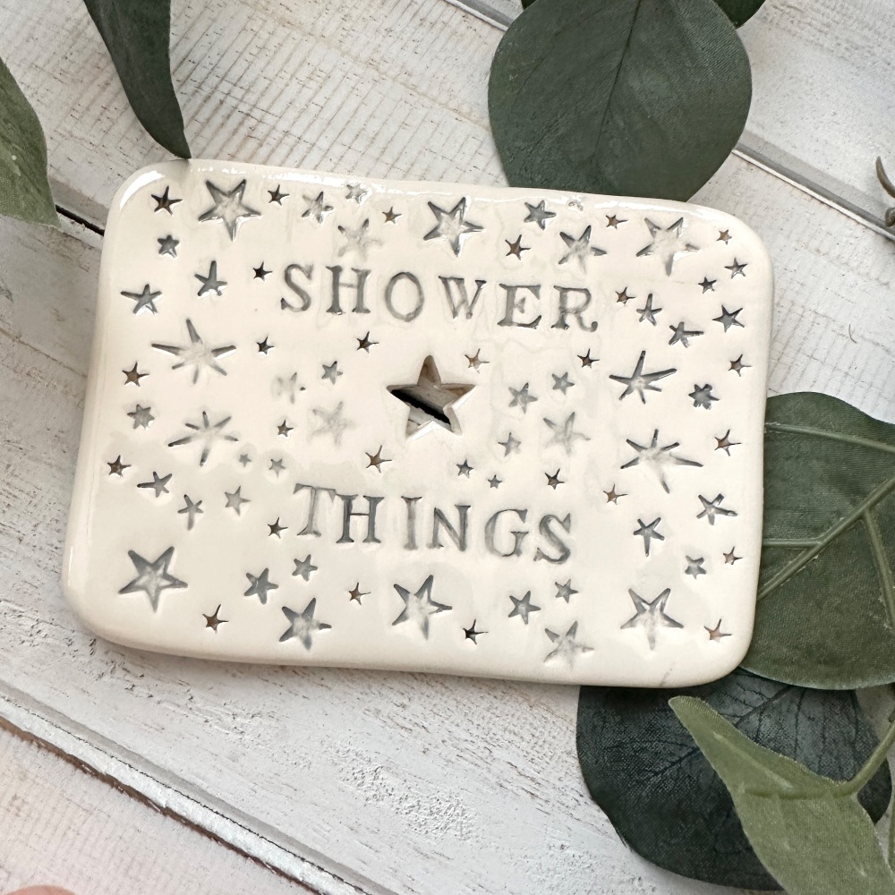 Ceramic Starry Grey Shower Things Dish | Shower Things Ceramic Dish