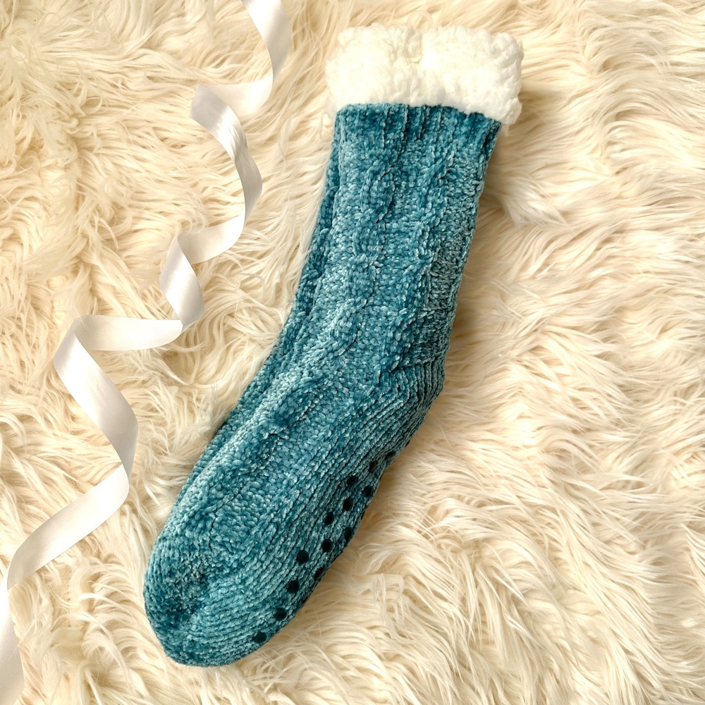 New woman's chenille slipper socks Grey L/XL 8-10 (APO-107-2) | eBay