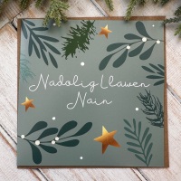 Cerdyn Nadolig Llawen Nain | Welsh Merry Christmas Nan Starry Sprig Card