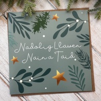 Cerdyn Nadolig Llawen Nain a Taid | Welsh Merry Christmas Grandma and Grandad Starry Sprig Card