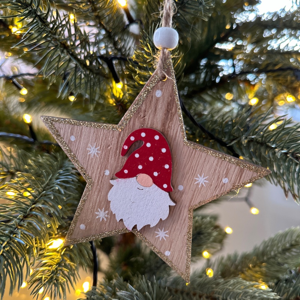 Gonk Wooden Star Hanging Decoration | Various Styles