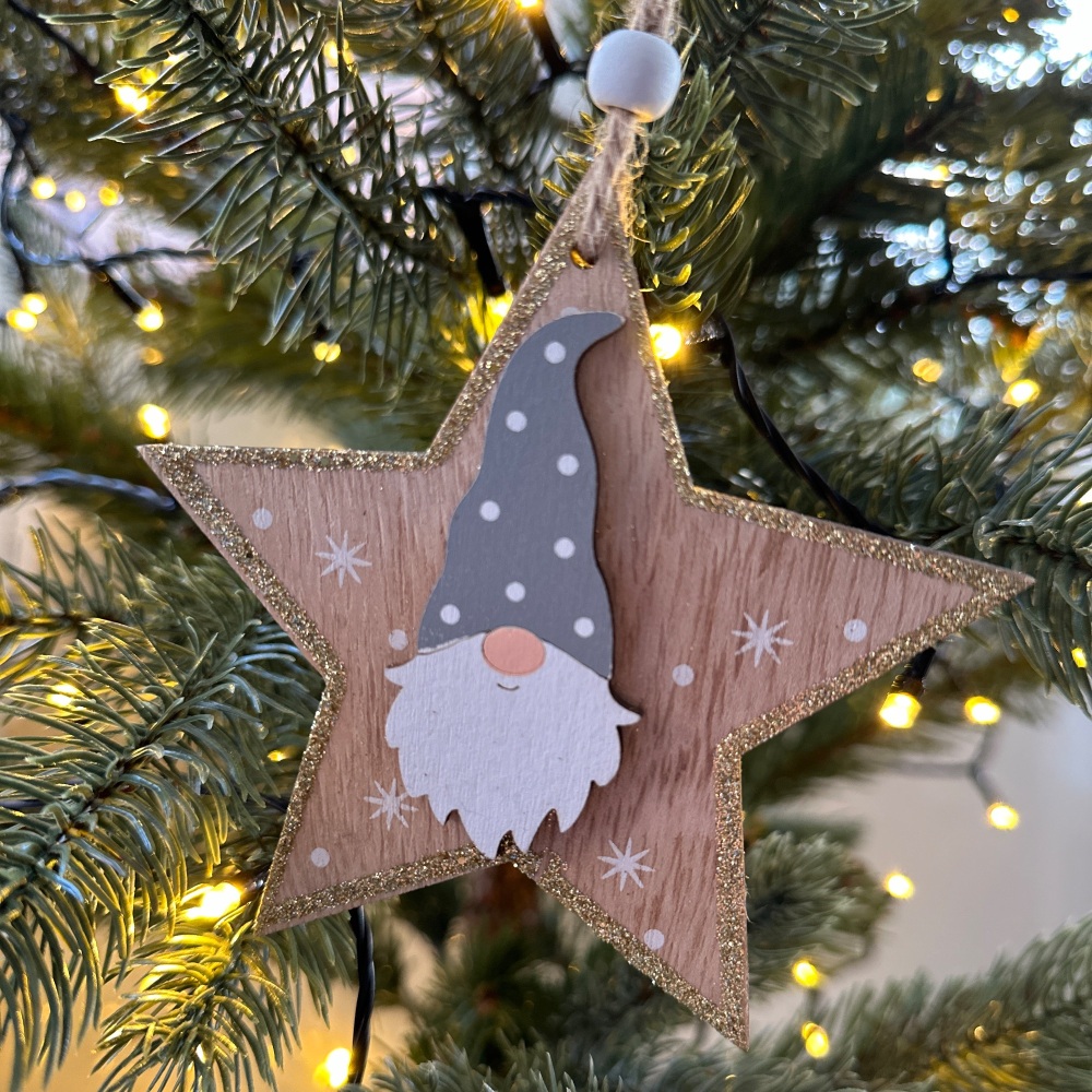 Gonk Wooden Star Hanging Decoration | Various Styles