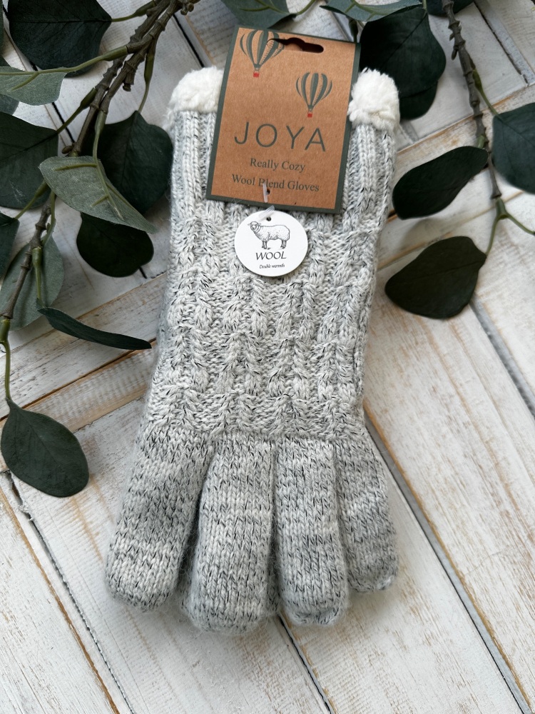 Light Grey Wool Blend Gloves