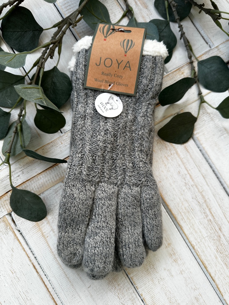 Grey Wool Blend Gloves