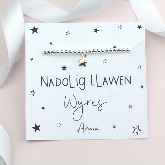 Breichled Nadolig Llawen Wyres | Welsh Nadolig Llawen Wyres Bracelet | Ariana Jewellery