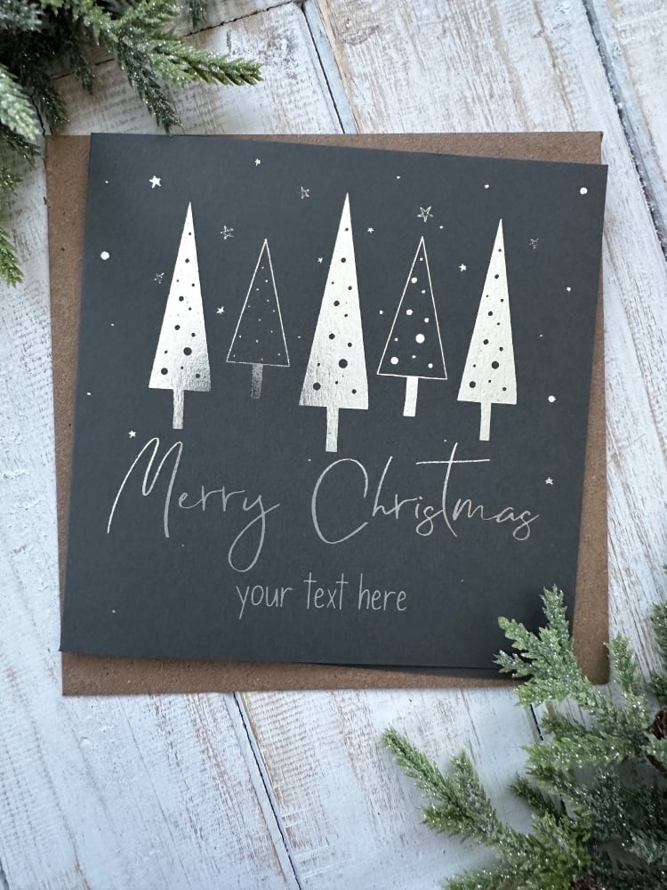 Personalised Tree Foiled Christmas Card | Card with Foil Trees Personalised