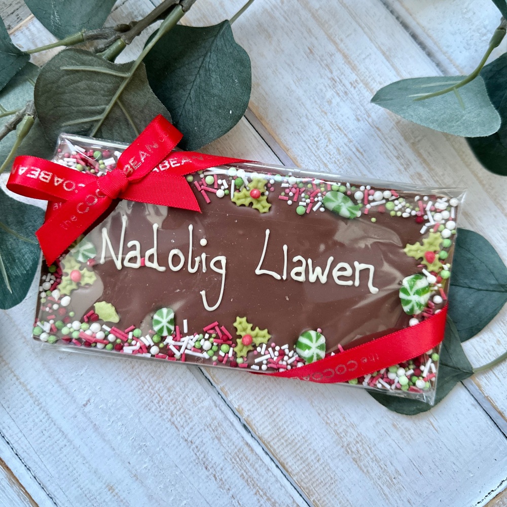 Siocled Nadolig LLawen | Welsh Merry Christmas Chocolate Bar with