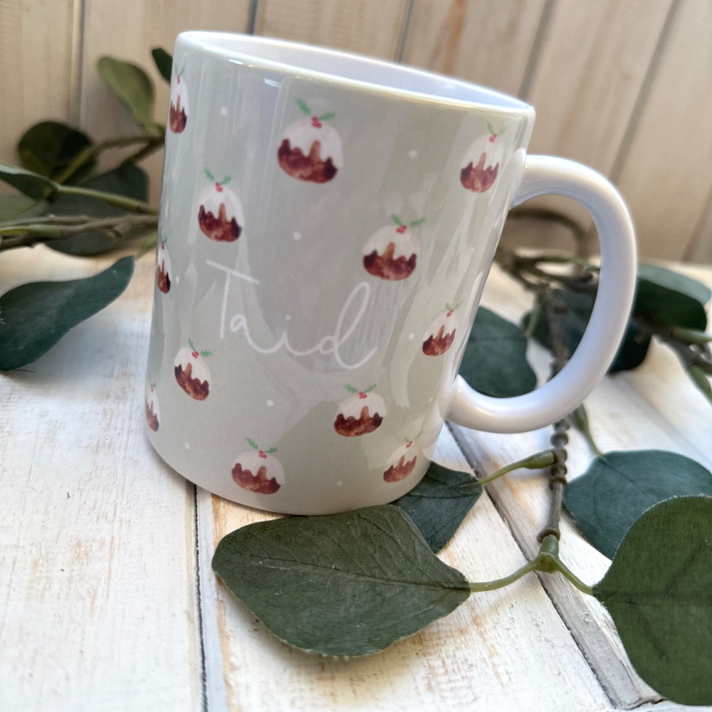 Mwg Taid Pwdin Dolig | Welsh Taid Mug Christmas Pudding Design