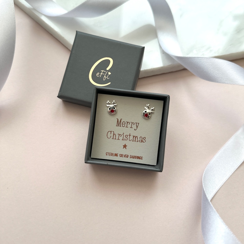 Rudoph Merry Christmas Earrings | Sterling Silver | CeFfi Jewellery