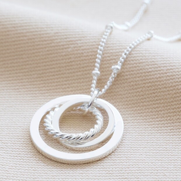 Mixed Hoop Necklace in Silver
