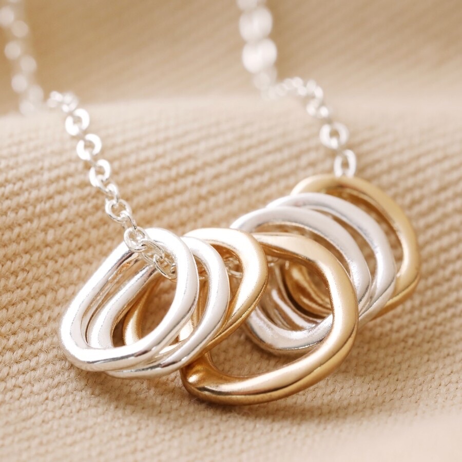 Mixed Metals Hoop Necklace in Silver, Gold and Rose Gold