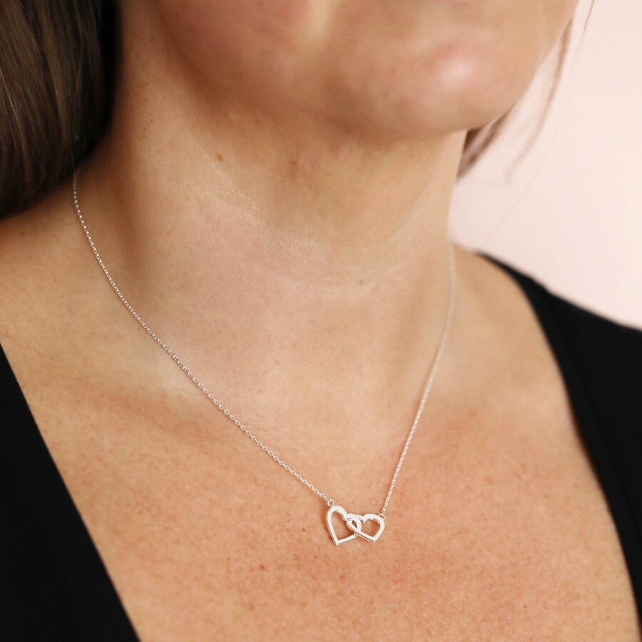 Silver Interlocking Hearts Necklace
