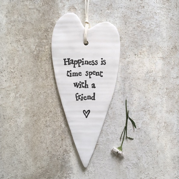 Happiness is time spent with a friend Ceramic Wobbly Heart | East of India