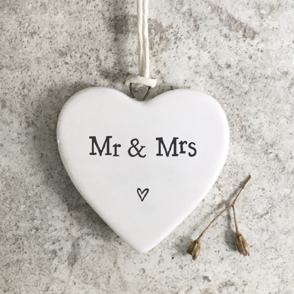 Mr & Mrs Small Ceramic Heart | East of India