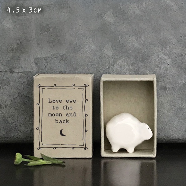 Love Ewe to the Moon and back Sheep Ceramic Matchbox Token | East of India