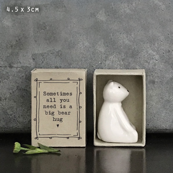 Sometimes all you need is a big bear hug Bear Ceramic Matchbox Token | East of India