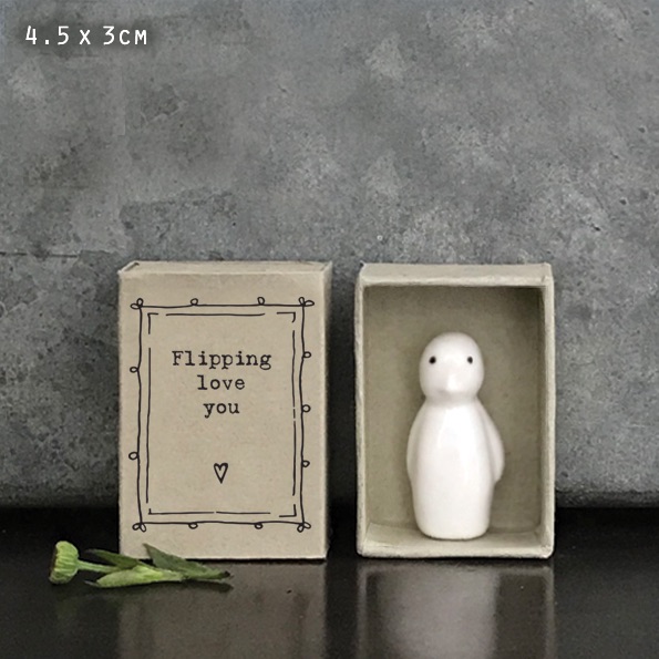 Flipping Love You Penguin Ceramic Matchbox Token | East of India