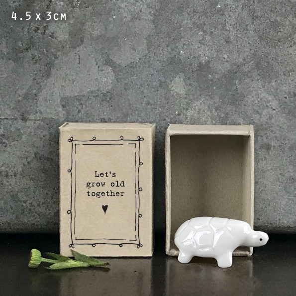 Let's Grow Old Together Tortoise Ceramic Matchbox Token | East of India