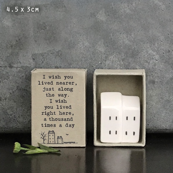 Wish You Lived Nearer House Ceramic Matchbox Token | East of India