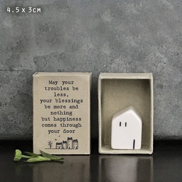 May your troubles be less House Ceramic Matchbox Token | East of India