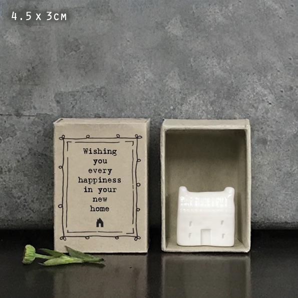Wishing you every happiness in your new home House Ceramic Matchbox Token | East of India