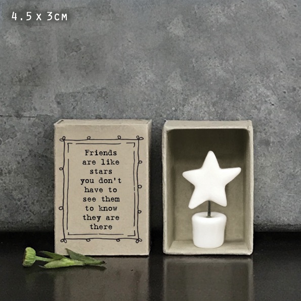 Friends are like stars you don't have to see them to know they are there Star Ceramic Matchbox Token | East of India