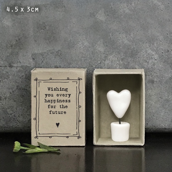 Wishing you every happiness for the future Heart Ceramic Matchbox Token | East of India