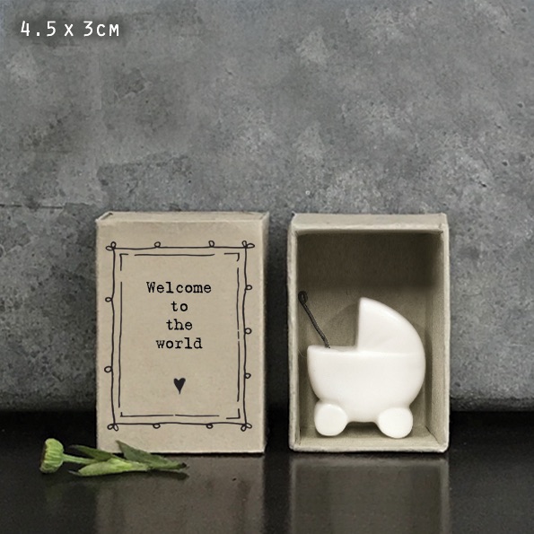 Welcome to the World New Baby Ceramic Matchbox Token | East of India