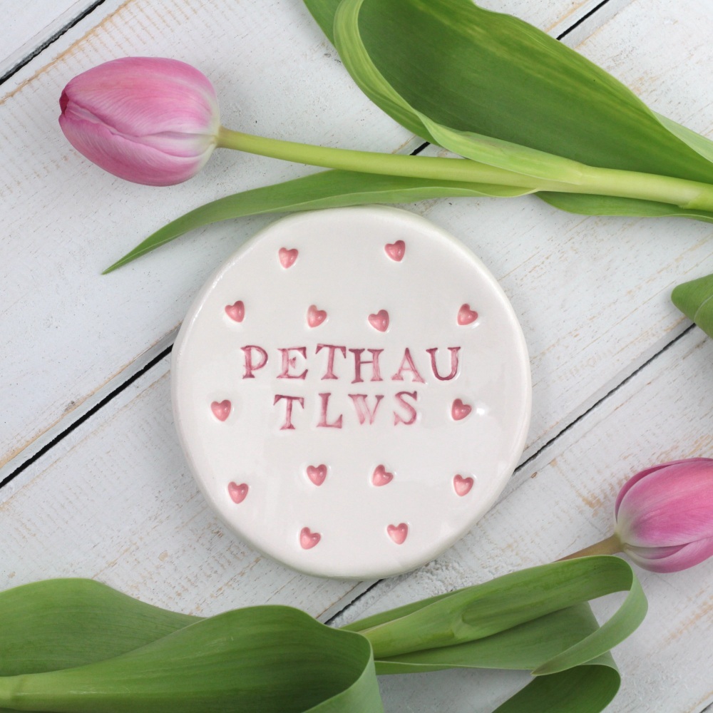 Dysgl Pethau Tlws Cerameg Pinc | Pretty Things Welsh  Ceramic Jewellery Dish Pink
