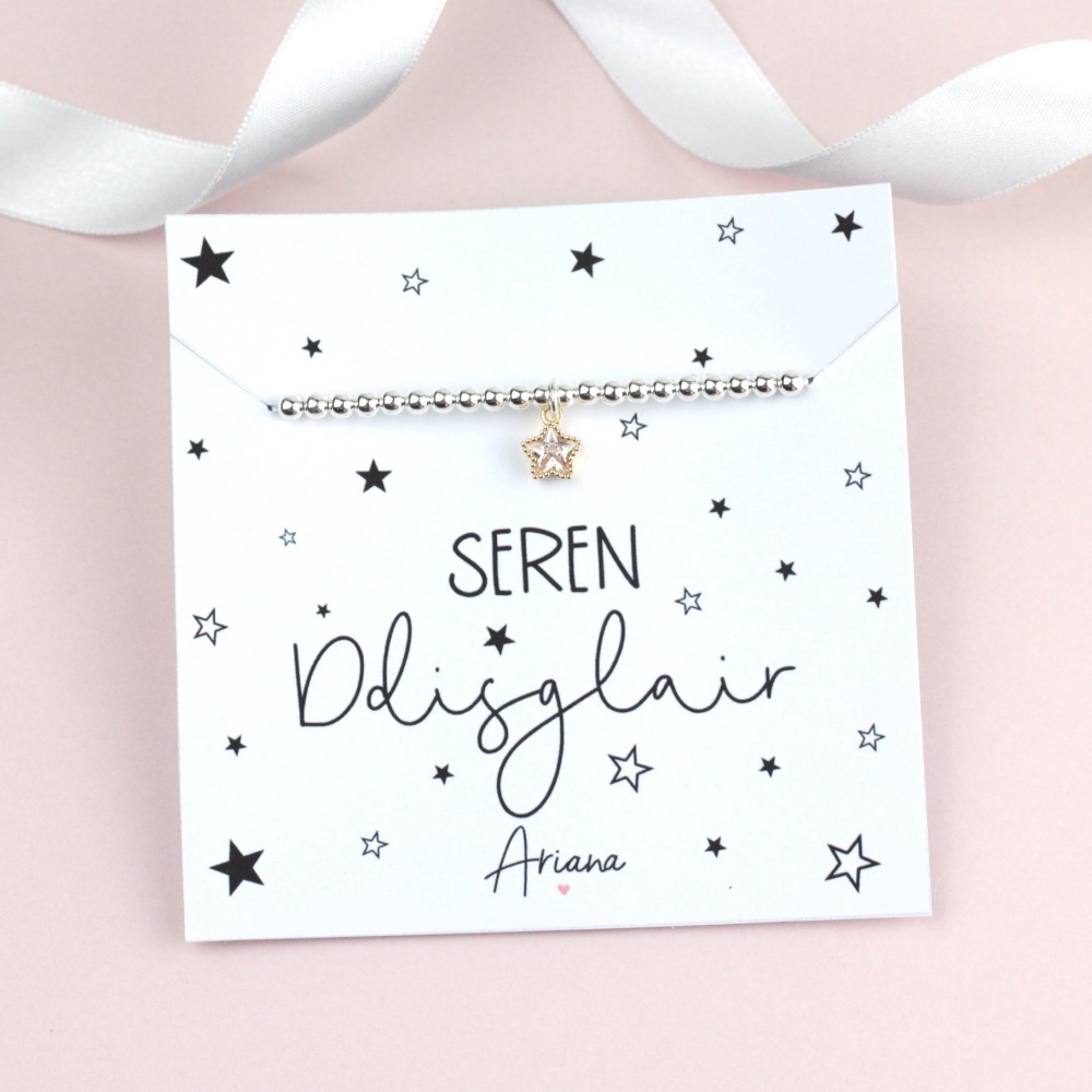 Breichled Seren Ddisglair | Welsh Star Bracelet by Ariana Jewellery - Various Choice
