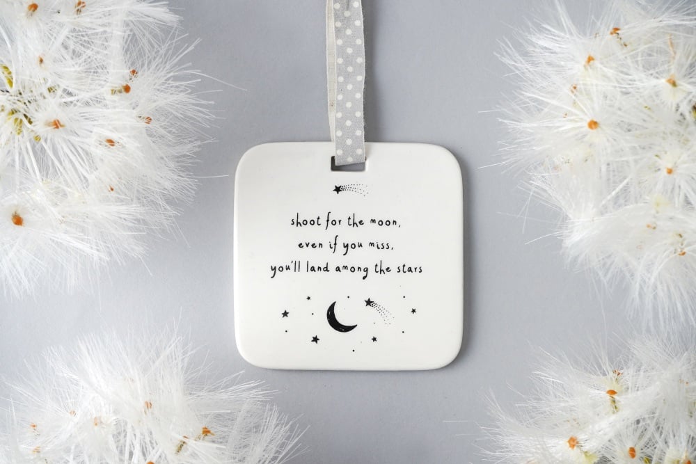 Shoot for the Stars White Ceramic Hanging Decoration | Hanging White Ceramic Decoration