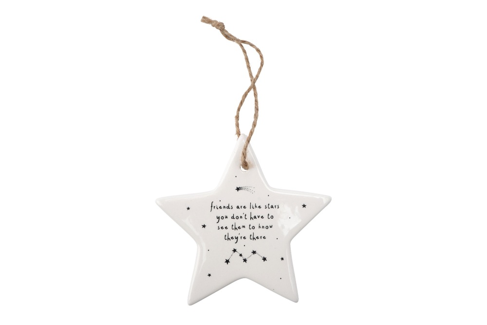 Friends are like Stars ceramic hanging decoration | Hanging White Ceramic Decoration