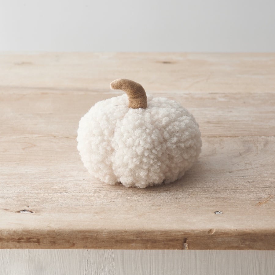 Sherpa Pumpkin Decoration | Cream Small