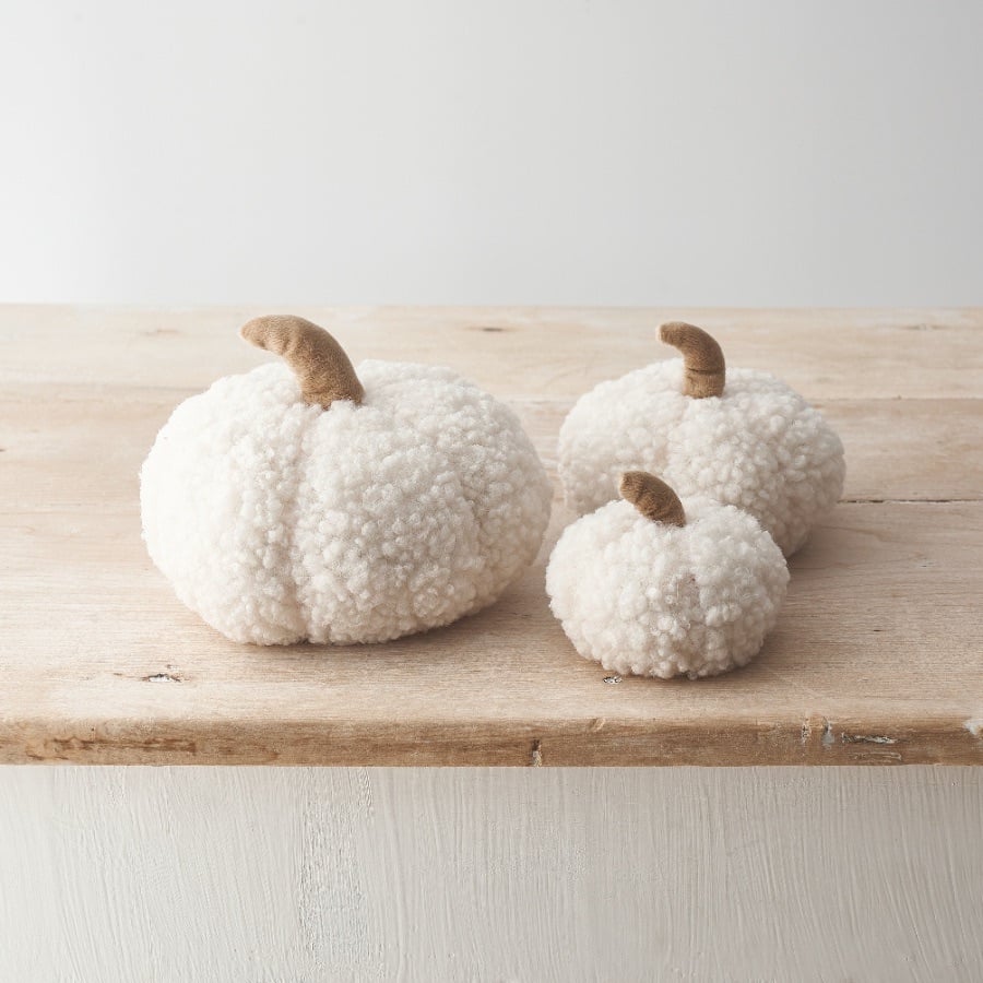 Sherpa Pumpkin Decoration | Cream Large