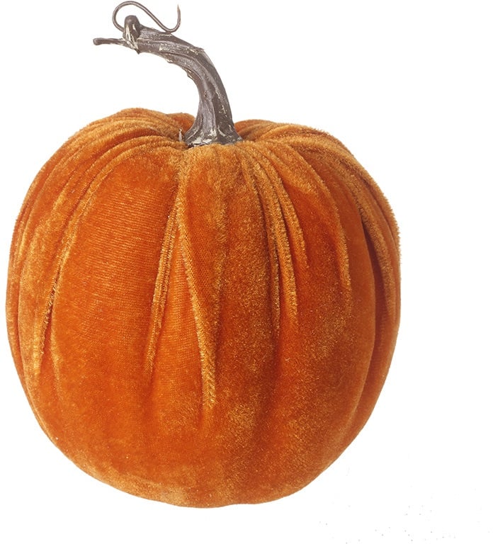 Velvet Pumpkin Decoration | Large Orange Pumpkin